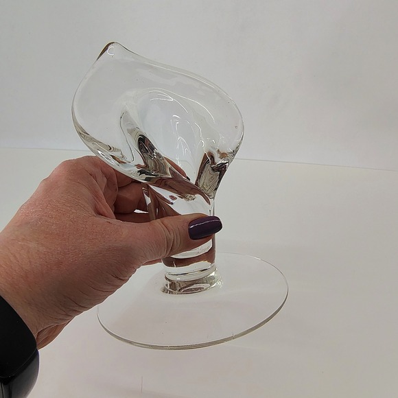 Bud Vase Calla Lily Jack In The Pulpit Clear‎ Thick Art Glass Elegant 6" Tall - Picture 1 of 11